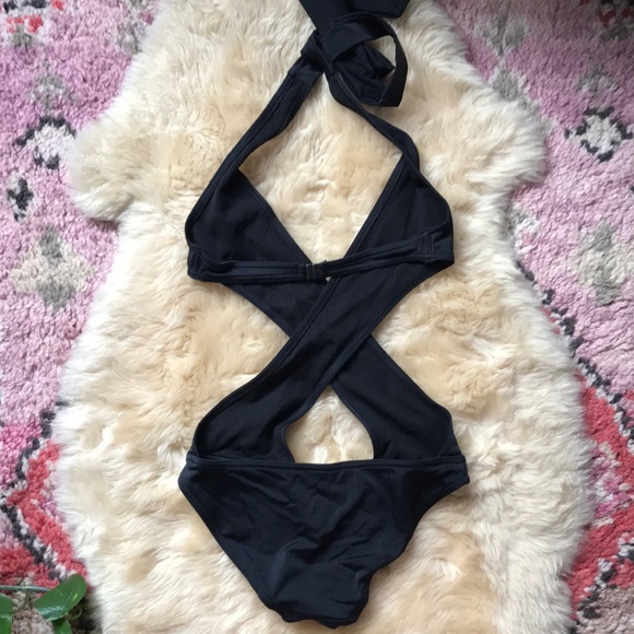 ASOS Halter Cross Wrap Front Swimsuit Halter Plung - Picture 6 of 6